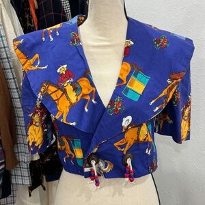 Handmade Vintage Western Horse Print Two-Piece Set - skirt and top